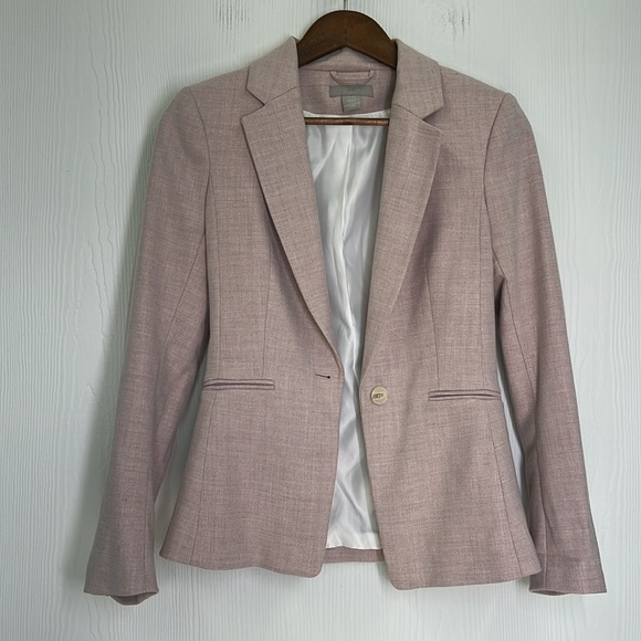 H&M - Fitted Soft Pink 1 Button Lined Long Sleeve Blazer Size XXS - Picture 6 of 12
